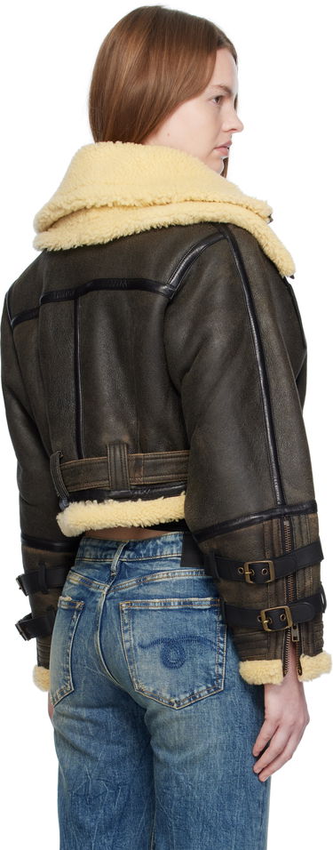Bomber-takki R13 R13 Cropped Shearling Bomber Jacket Ruskea | R13WR423-R545A, 2