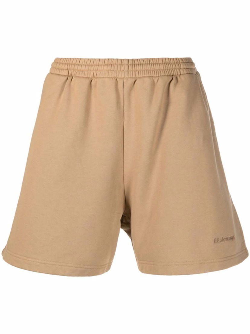 Shortsit Balenciaga Logo Sweat Shorts Beige | 676137 TKVB5 0950