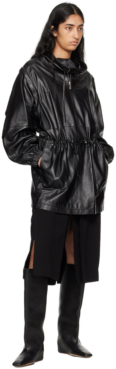 Tuulitakki Helmut Lang Helmut Lang Leather Anorak Musta | O04HW606, 4