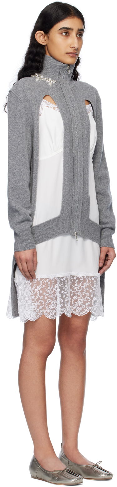 Mekko Simone Rocha Simone Rocha Embellished Window Zip Cardigan Beige | LMK4BW 0660, 4