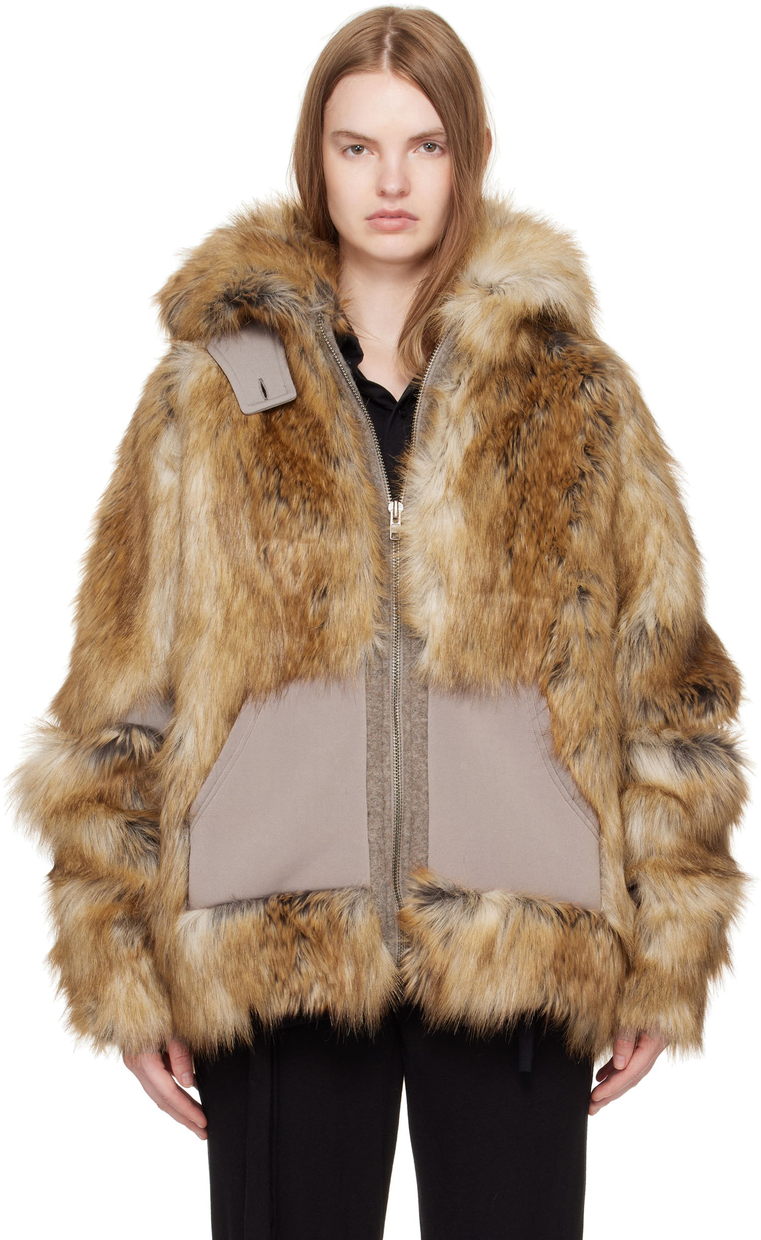 Takki Ottolinger Ottolinger Oversized Furry Multiline Jacket Ruskea | 109-701709-01, 0