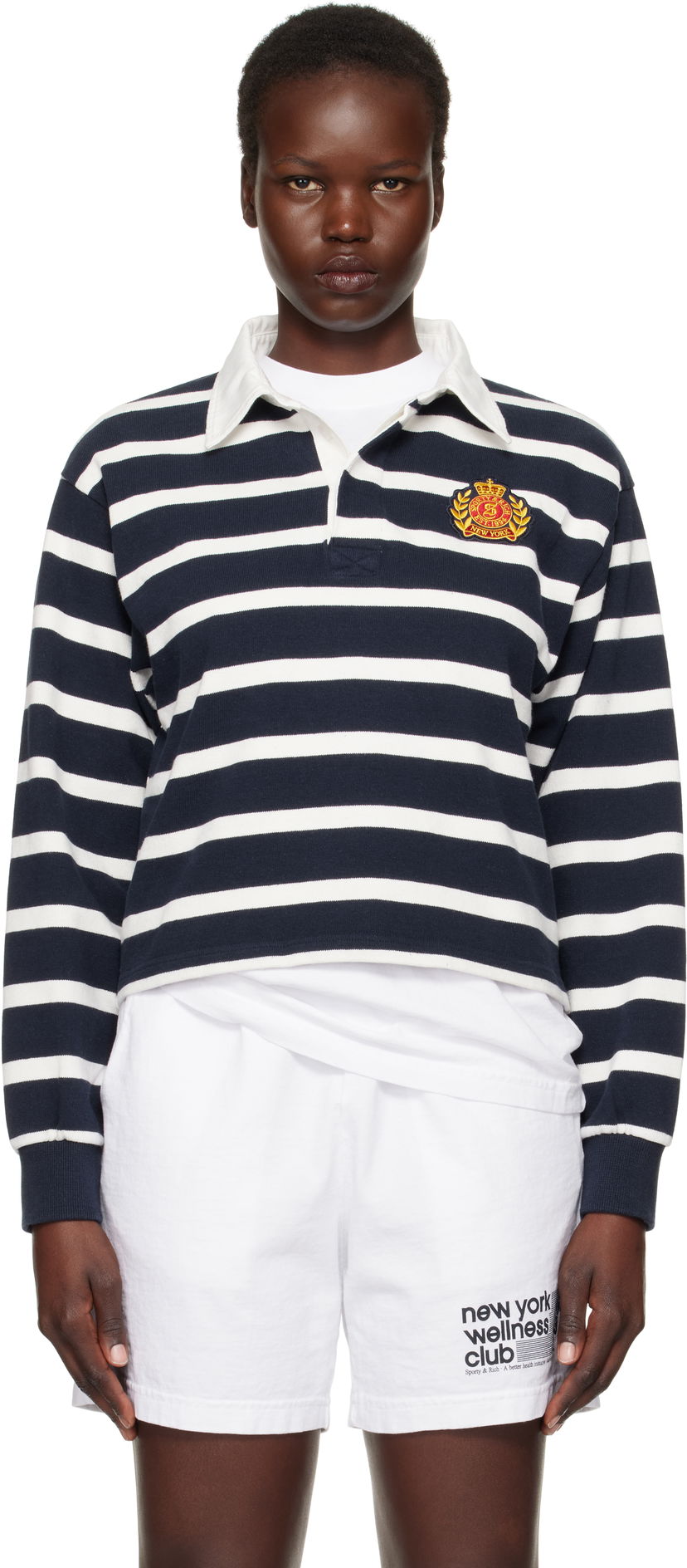 Poolopaita Sporty & Rich Navy & White Striped Cropped Rugby Polo Tummansininen | ST008506243ST39