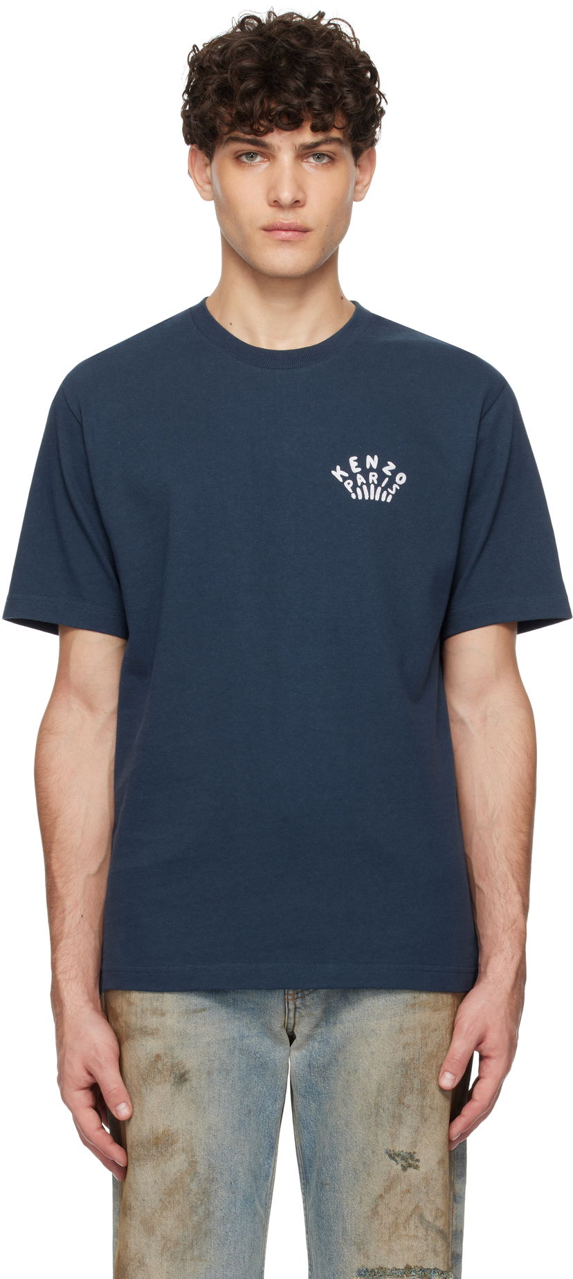 T-paita KENZO Embroidered Logo T-Shirt Sininen | FF55TS4954SI