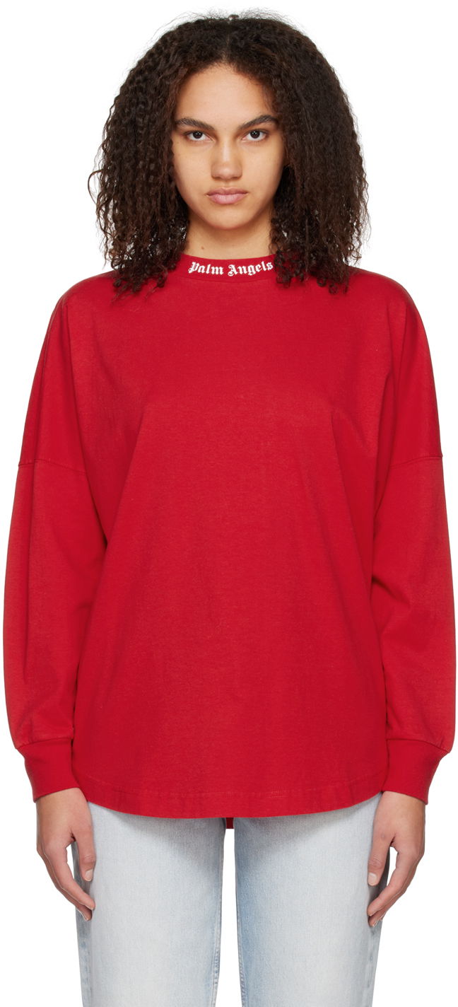 T-paita Palm Angels Red Classic Long Sleeve Punainen | PMAB001C99JER0042501