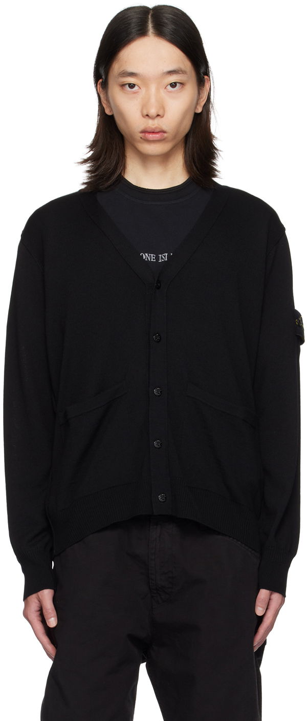 Villapaita Stone Island Black Patch Cardigan Musta | 8115511C4