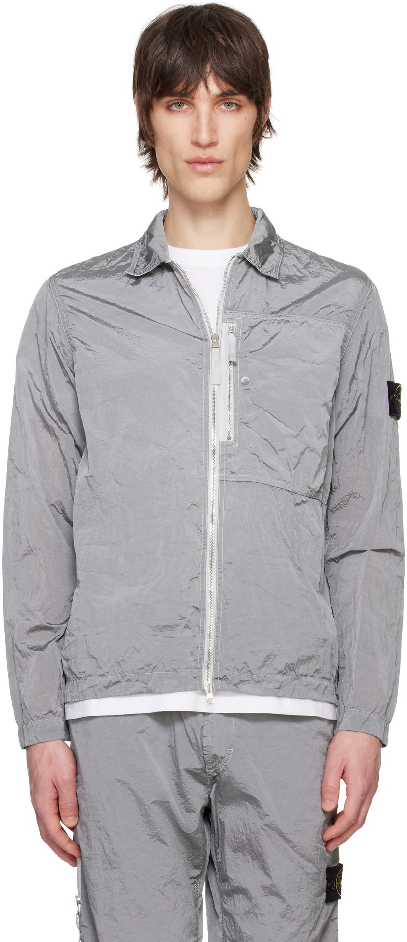 Tuulitakki Stone Island Stone Island Regenerated Nylon Metal ECONYL Overshirt Harmaa | K1S15 1200005 S0019