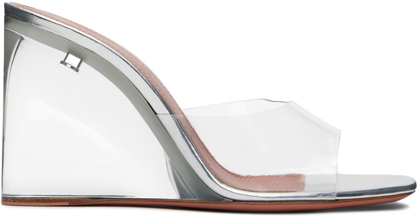Asusteet Amina Muaddi Amina Muaddi Lupita Glass Wedge Sandals Metallinen | LUPITA GLASS WEDGE PLEXI PVC