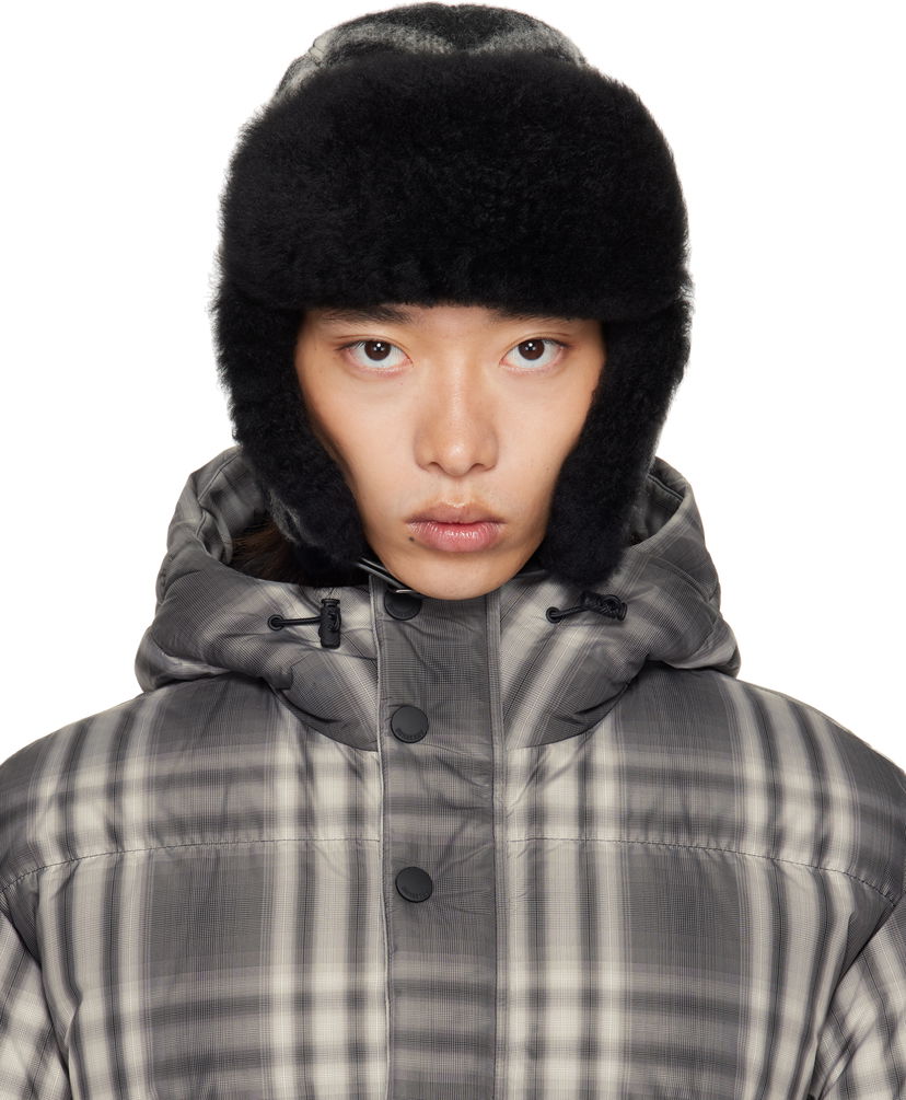 Hattu Burberry Burberry Check Wool Trapper Hat Harmaa | 8114830