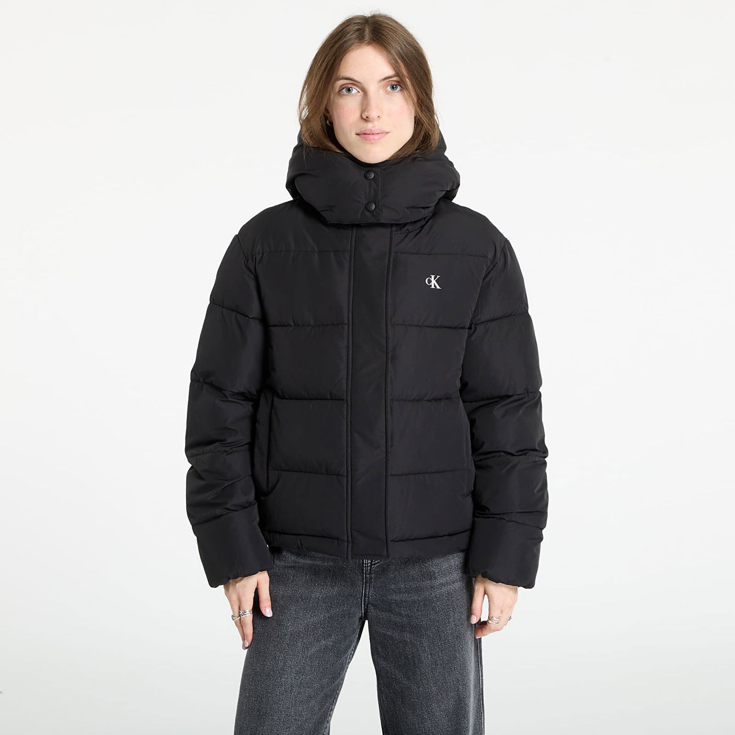 Puffer takki CALVIN KLEIN Calvin Klein Jeans Matte Monologo Short Puffer Jacket Musta | LV047D513G UB1, 0