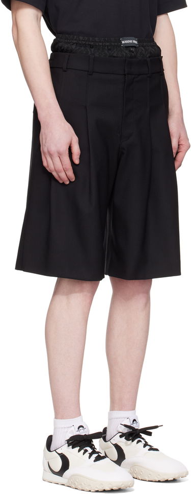 Shortsit Marine Serre Marine Serre Virgin Wool Twill Shorts Musta | MSH010A RWOV0001, 4