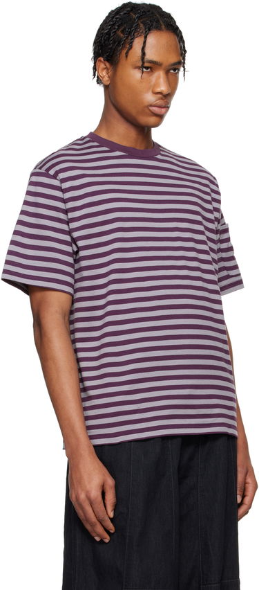 T-paita Needles NEEDLES Cotton Stripe T-Shirt Violetti | QV364, 1