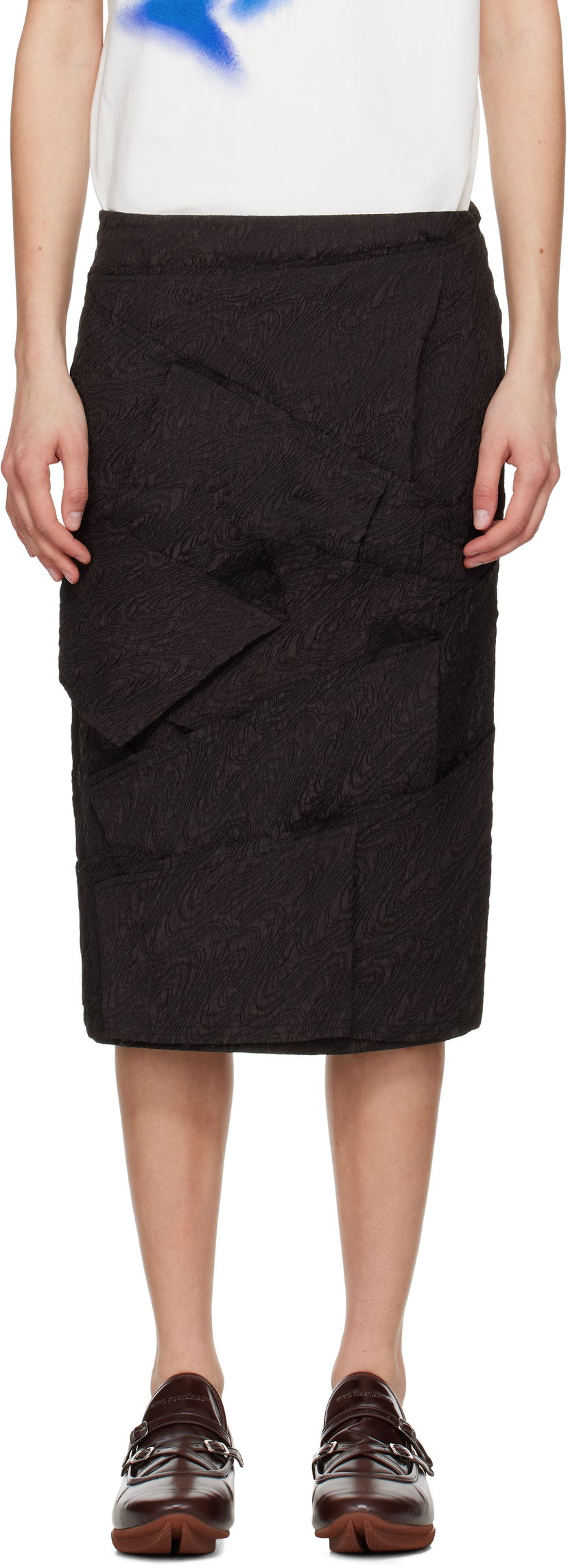 Hame ADER ERROR ADER error Raw Edge Midi Skirt Musta | BO01SSSK0203BK