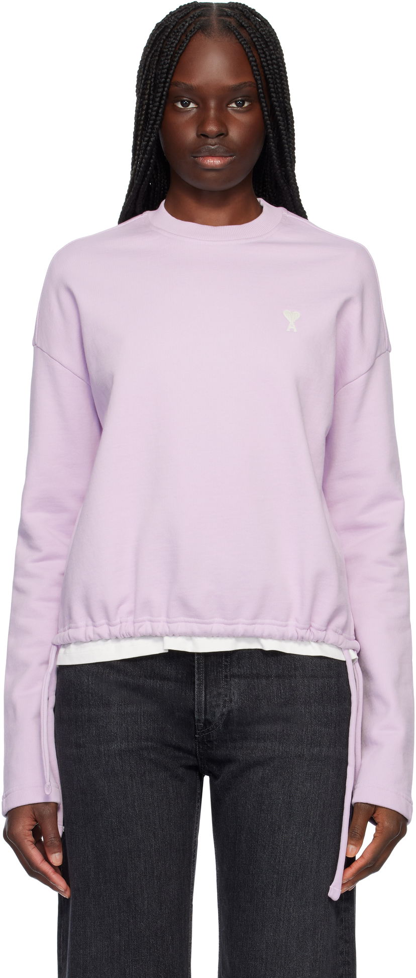 Villapaita AMI AMI Paris Cotton De Coeur Drawstring Sweatshirt Violetti | FSW060.730