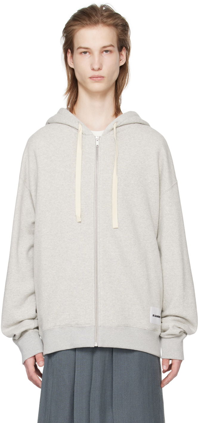 Huppari Jil Sander Zip-Up Hoodie Harmaa | J47HG0101_J20010