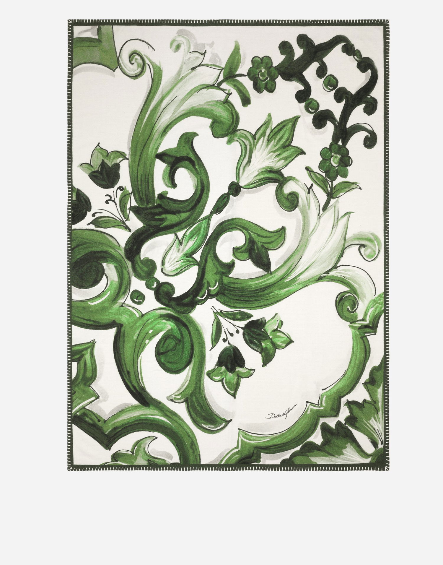 Kodin sisustus Dolce & Gabbana Dolce & Gabbana Silk And Wool Floral Scroll Blanket Vihreä | TCE012TCAB6UV013, 0