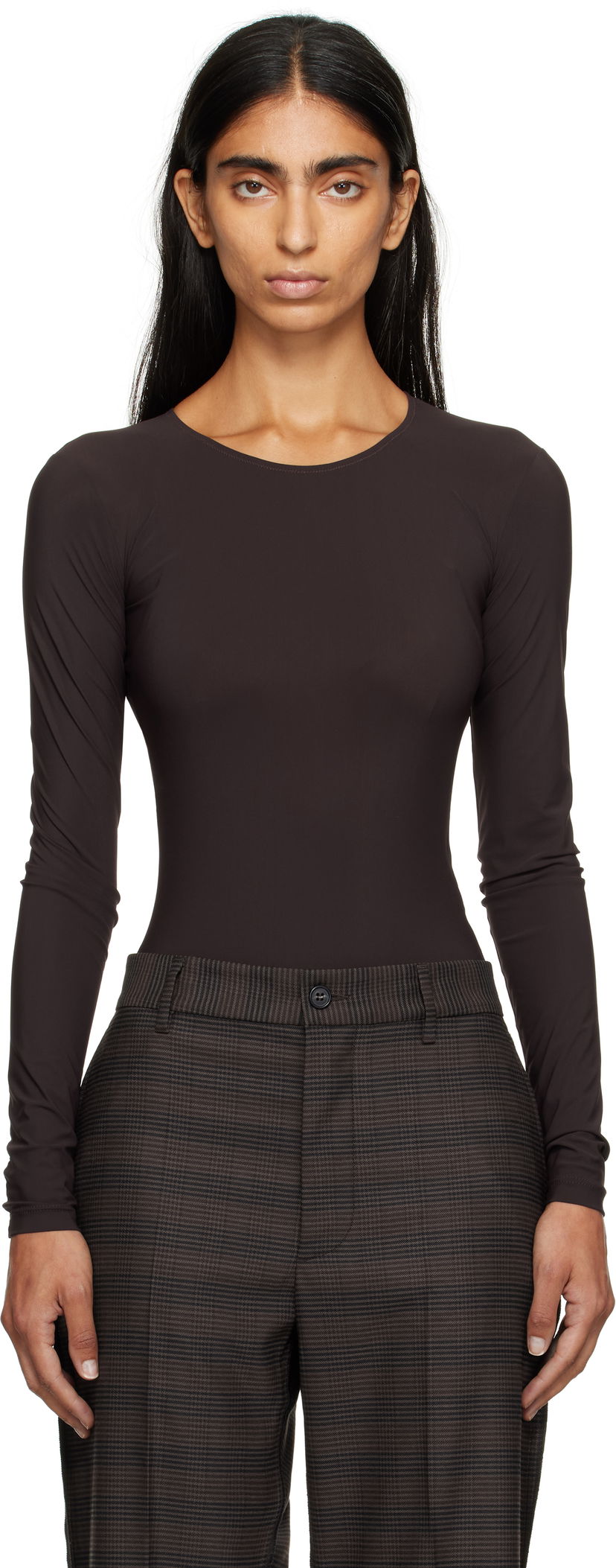 Body Maison Margiela MM6 Maison Margiela Jersey Bodysuit Ruskea | S62NA0085 S20518