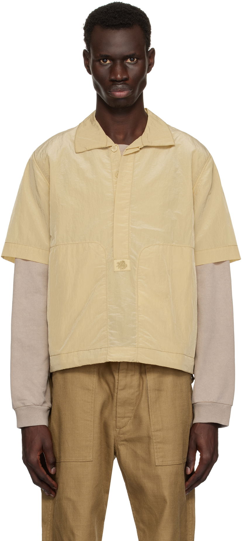Poolopaita Ranra RANRA Foreger Shiny Nylon Polo Beige | AMSS25PO02551