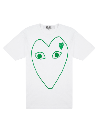 T-paita Comme des Garçons PLAY Green Emblem Outline T-Shirt Valkoinen | az t104 051 1