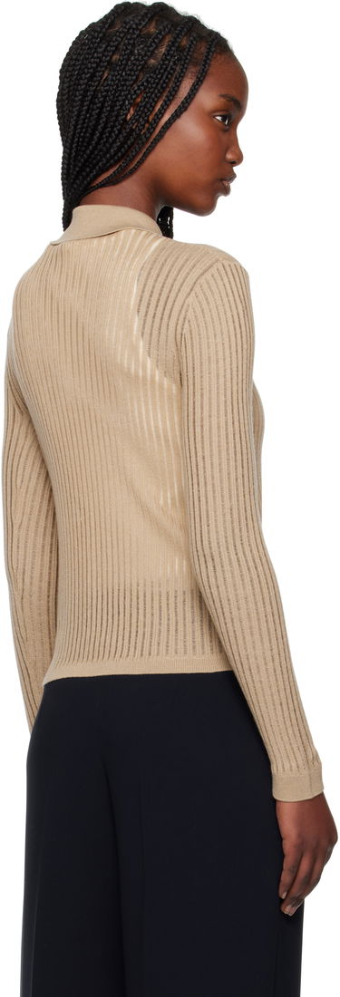 Villapaita Max Mara Max Mara Ribbed Keyhole Polo Top Beige | 2516361021600, 2