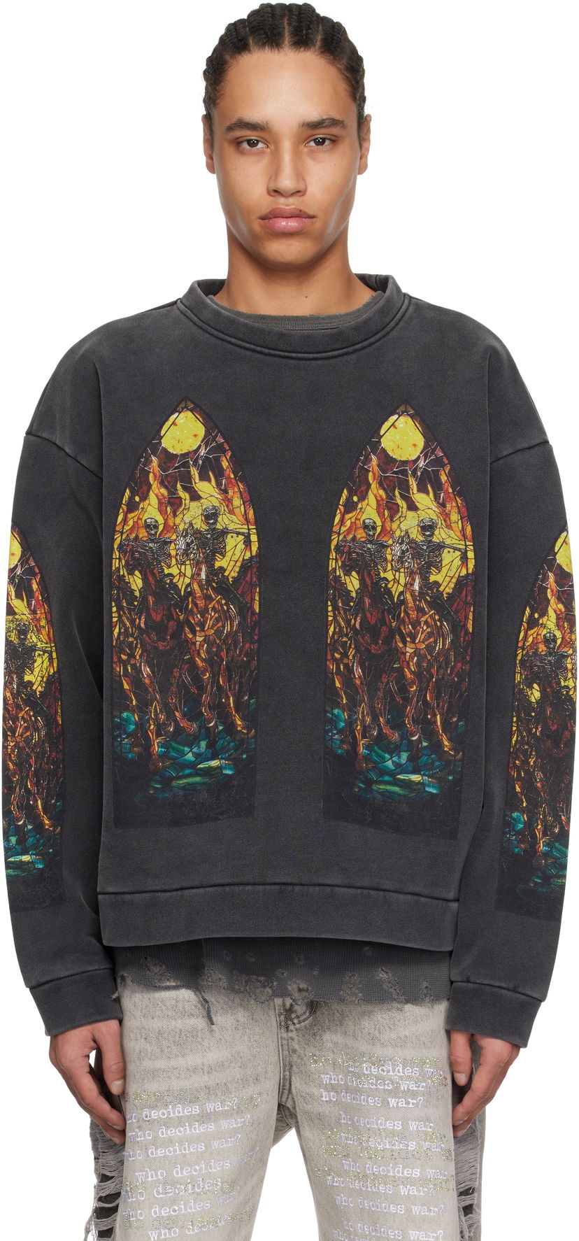 Villapaita Who Decides War Who Decides War Anvil Crewneck Sweater Musta | 1110010030SS25