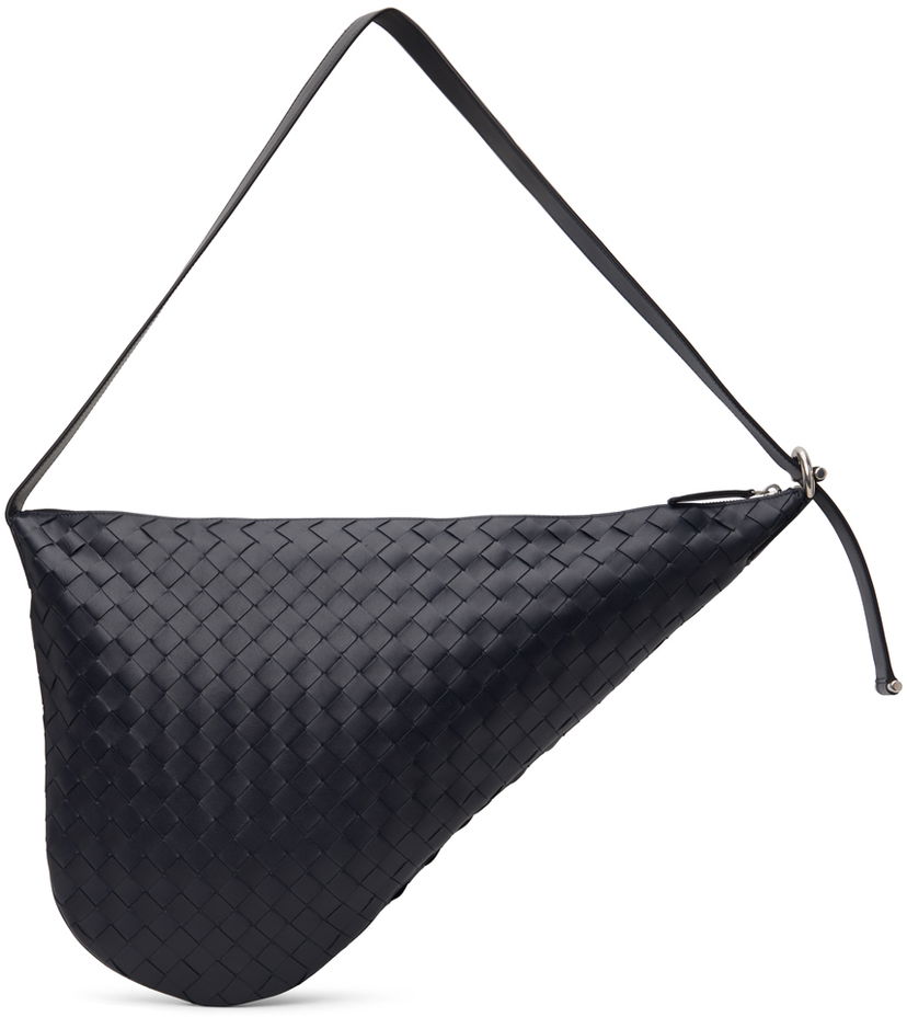 Olkalaukku Bottega Veneta Bottega Veneta Virgule Intrecciato Leather Shoulder Bag Tummansininen | 743574V2HL1