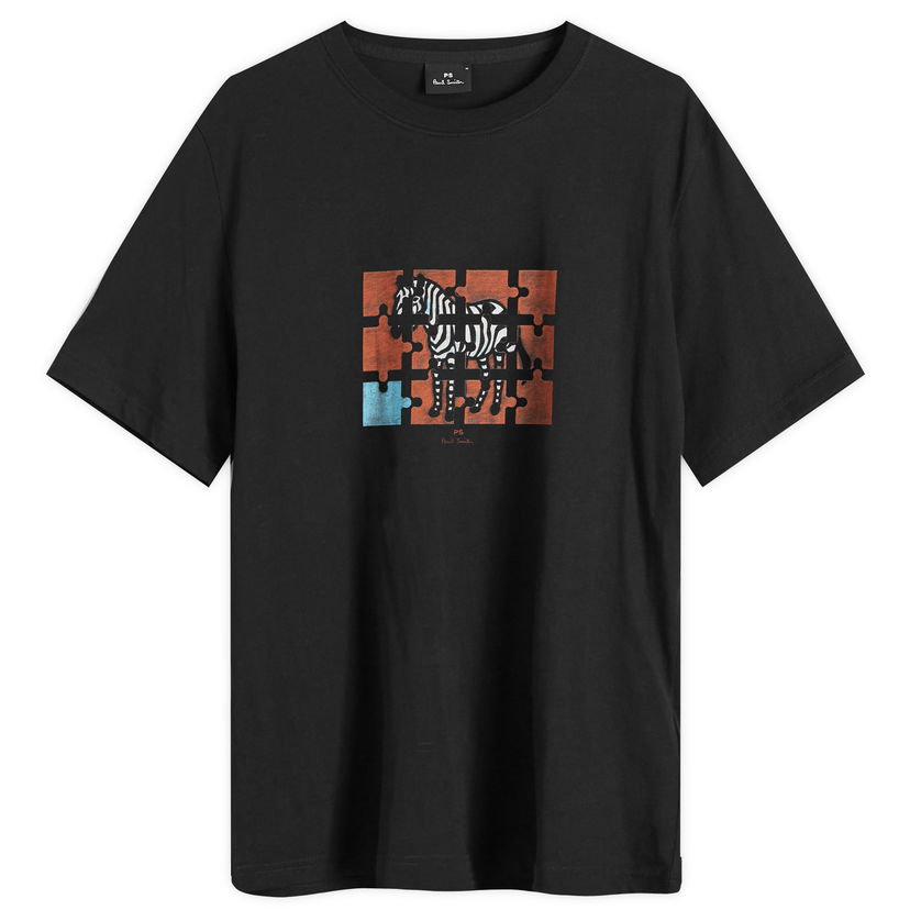 T-paita Paul Smith Paul Smith Men's Jigsaw Zebra Graphic Tee, Size Large Musta | M2R-011R-PP5079-79
