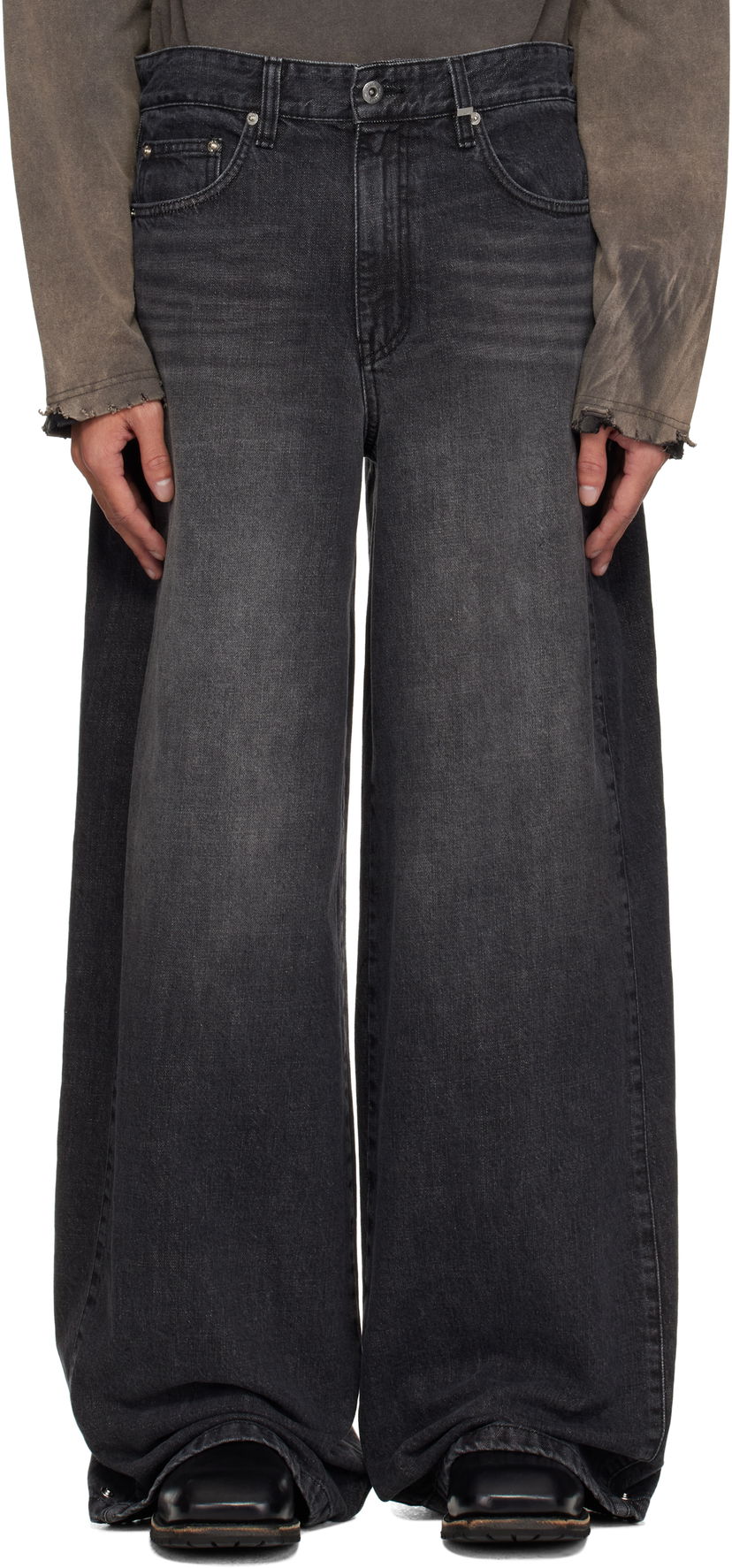 Jeans We11done We11done Tuck Detail Jeans Musta | WD-DP1-25-358-M-BK