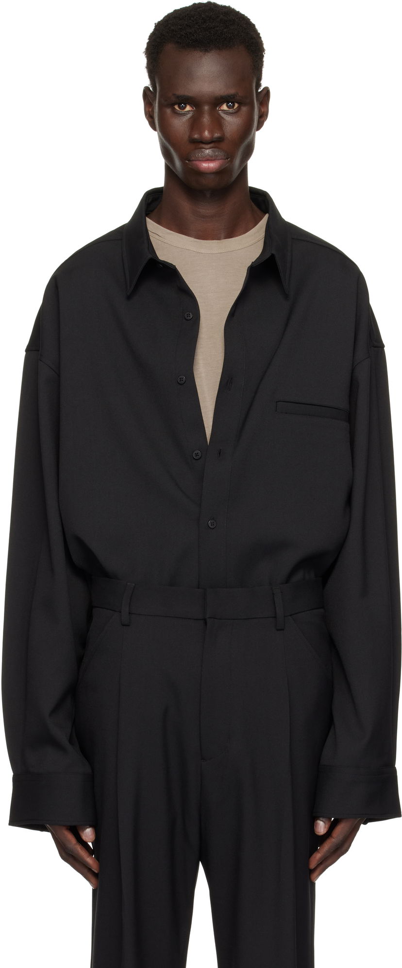 Paita Entire Studios Giant Wool Oversized Shirt Musta | ES2597BL