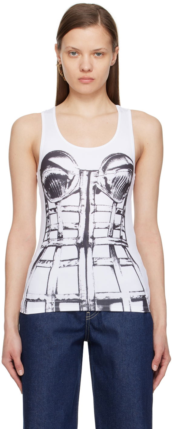 Tankkitoppi Jean Paul Gaultier Jean Paul Gaultier Trompe L'oeil Graphic Tank Top Valkoinen | 24/25-F-TO185-J550-0100