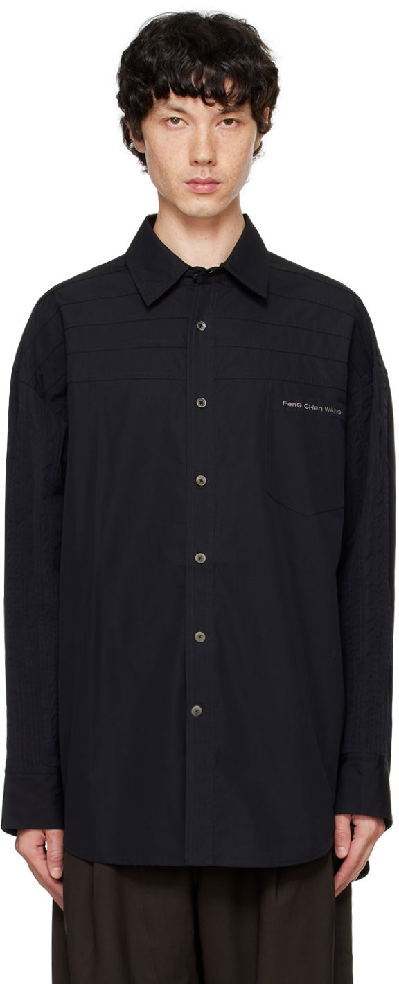 Paita Feng Chen Wang Feng Chen Wang Pleated Shirt Musta | FUF18SR04B