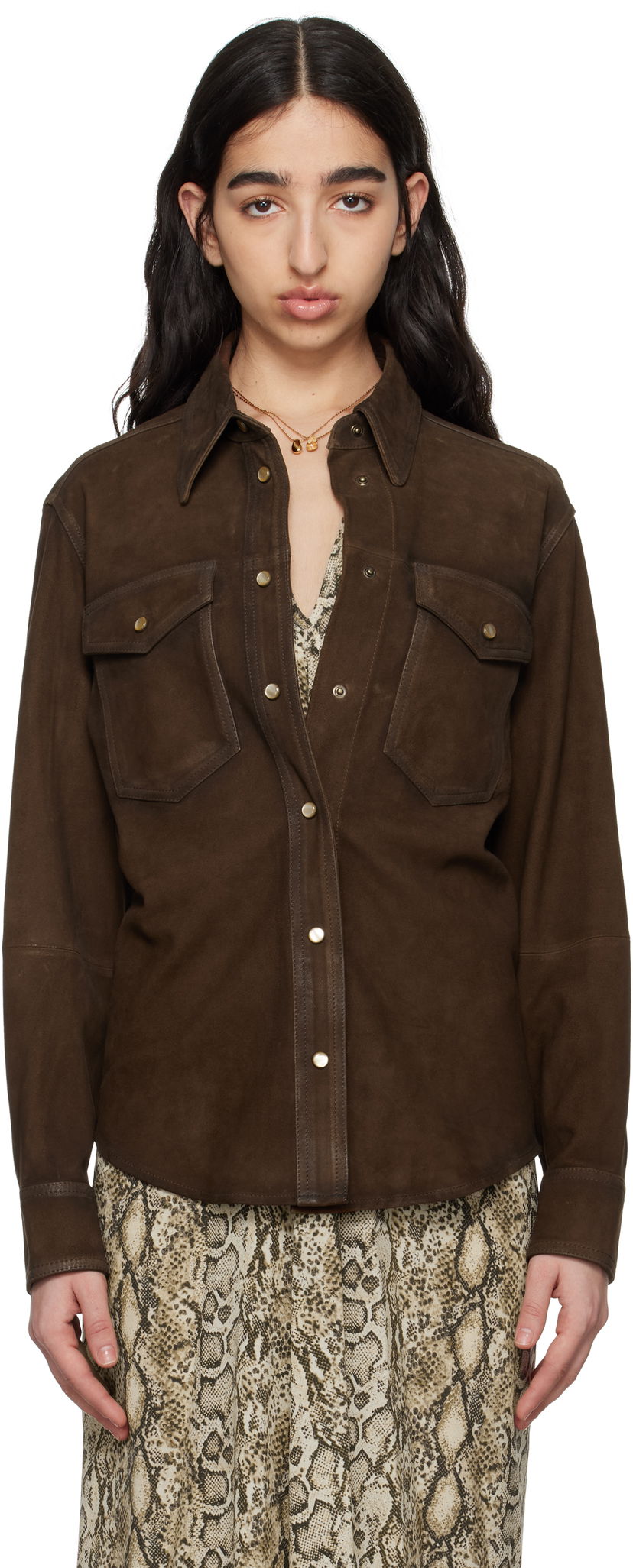 Paita ISABEL MARANT Isabel Marant Danisia Suede Shirt Ruskea | CH0231FA-C2B03I