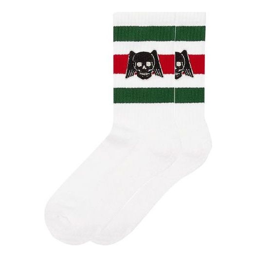 Sukat Gucci Gucci Flying Skull Embroidered Stockings Valkoinen | 553123-4G490-9066