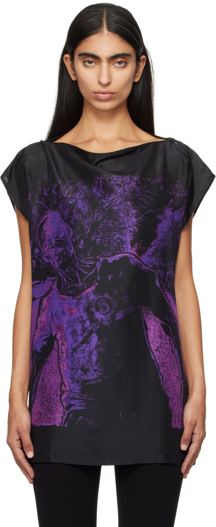 T-paita Maison Margiela Printed Blouse Musta | S62NC0165 M35246