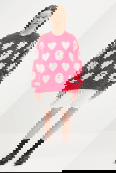 Villapaita BAPE A Bathing Ape I Love Bape Monogram Fuzzy Sweater Punainen | 1K80220006, 9