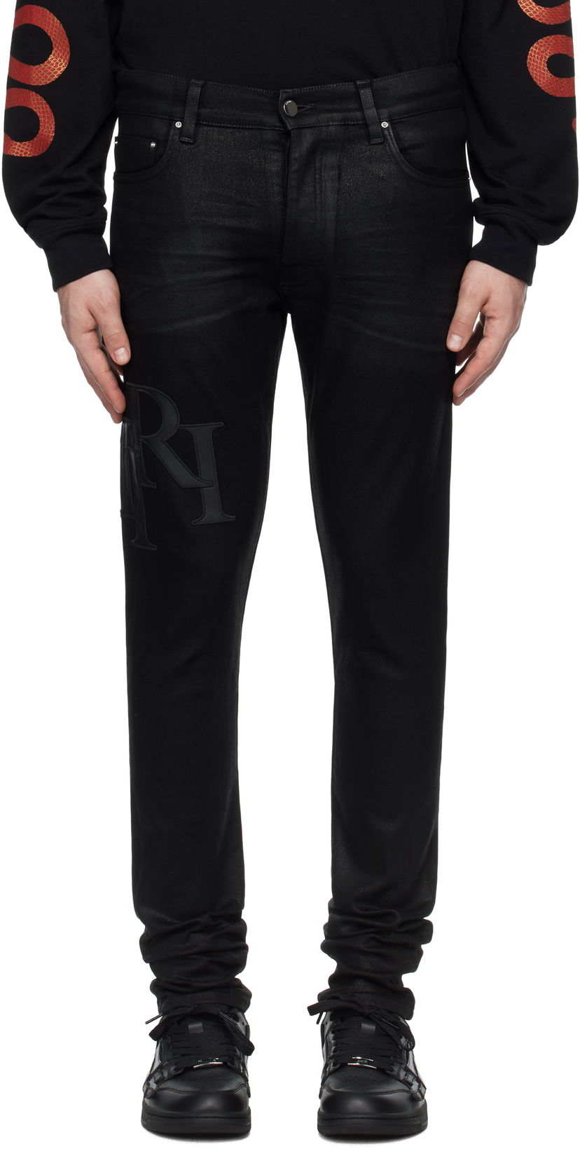 Jeans AMIRI Amiri Skinny Jeans With Staggered Logo Musta | AMDNSY1140