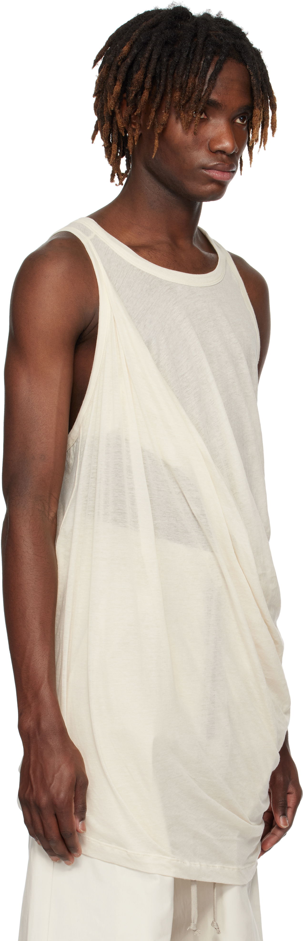 Tankkitoppi Rick Owens Rick Owens Hollywood Anthem Draped Tank Top Valkoinen | RU01E5152 UC, 1
