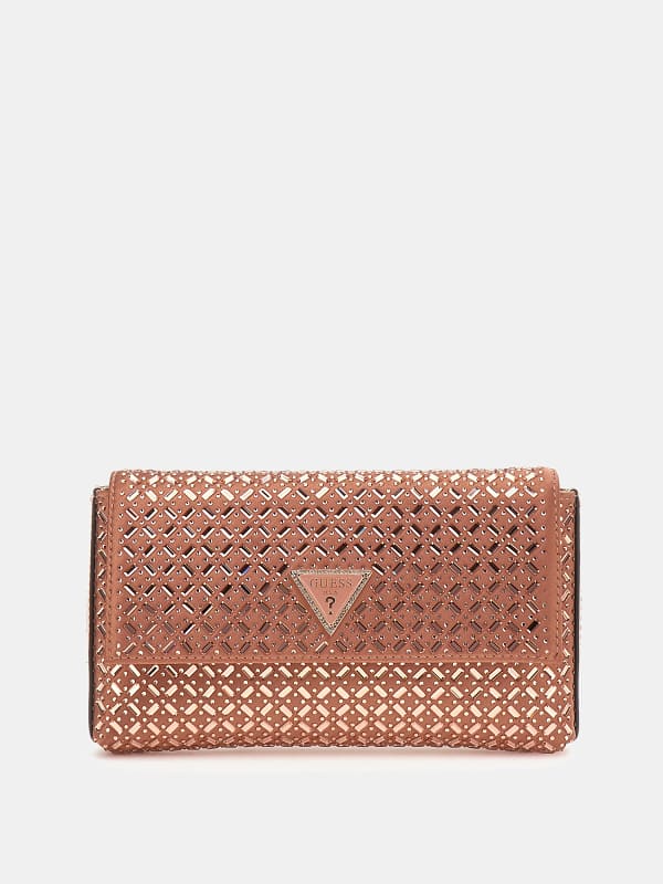 Käsilaukku GUESS Zalina Satin Rhinestone Clutch Vaaleanpunainen | HWXG9350700