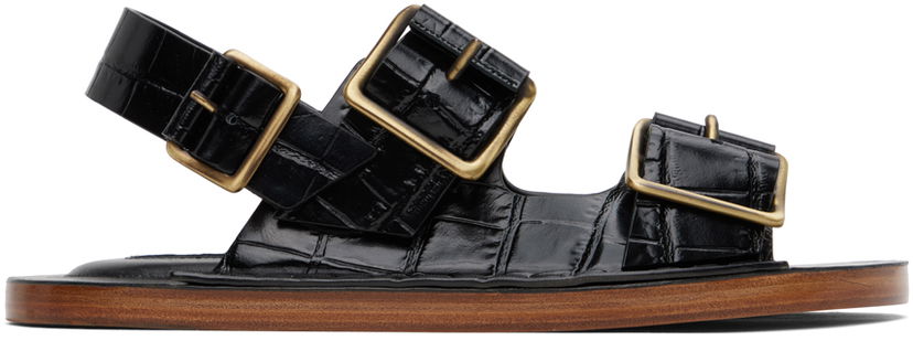 Tennarit ja kengät Jil Sander Jil Sander Croc-Embossed Leather Slingback Sandals Musta | J15WP0053_P4392