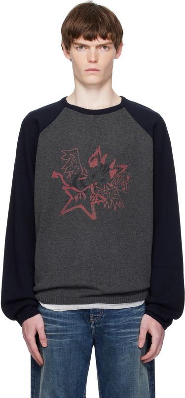 Villapaita We11done We11done Printed Raglan Knit Pullover Sweater Harmaa | WD-KO2-25-659-U-CH, 0