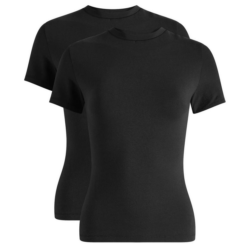 T-paita SKIMS 2 Pack Cotton Jersey T-Shirts Musta | SS-STT-7240W-SOOT