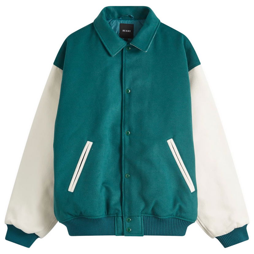 Bomber-takki BEAMS Fleece Stadium Coach Jacket Vihreä | 1118-1855-147-65