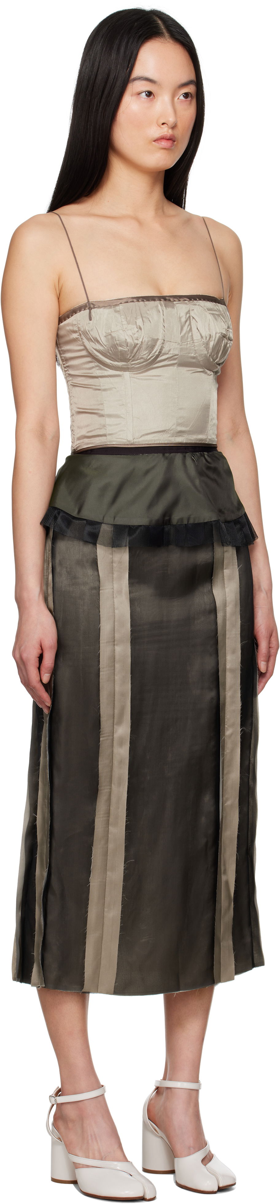 Hame Maison Margiela Maison Margiela Silk Midi Dress with Peplum Vihreä | S51DD0025 MTN057, 1