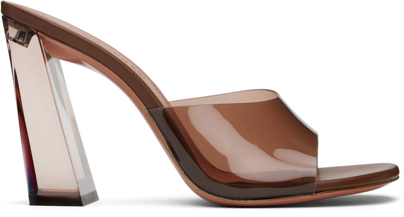 Tennarit ja kengät Amina Muaddi Brigitte Glass Heeled Sandals Ruskea | BRIGITTE GLASS SLIPPER PVC
