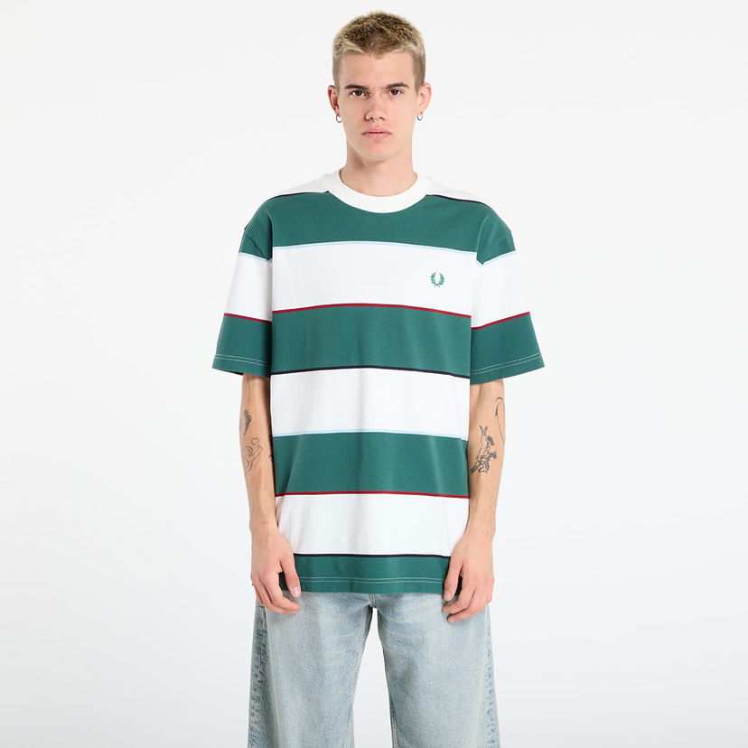 T-paita Fred Perry Fred Perry Striped Relaxed T-Shirt Vihreä | M1749 129