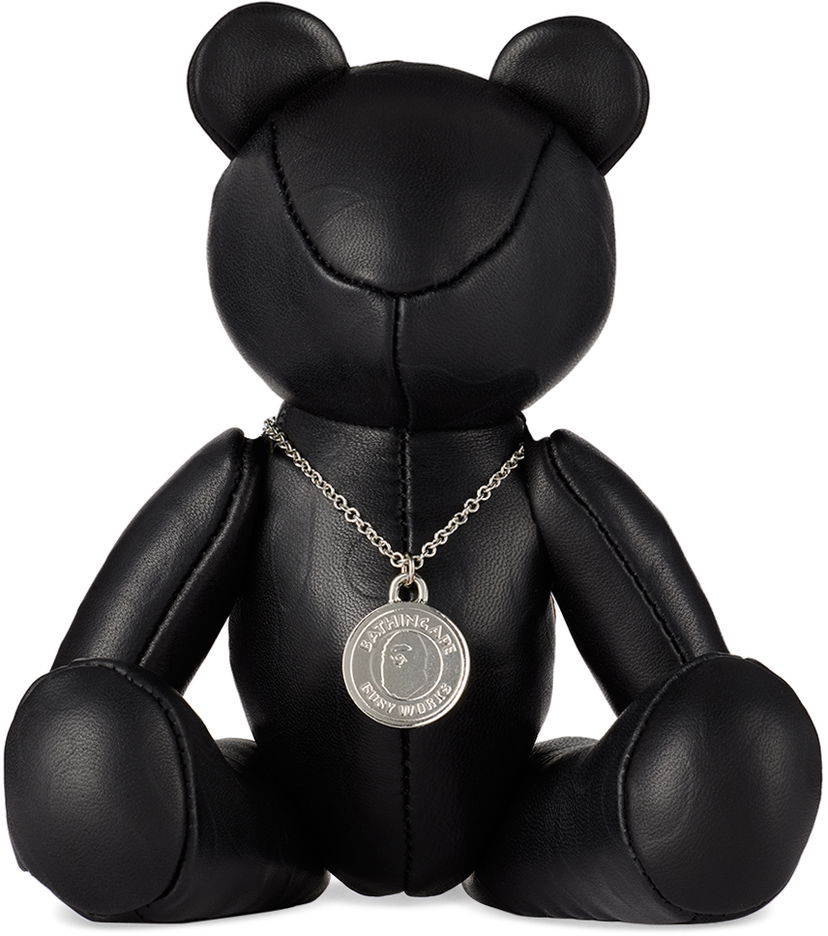 Flexstyle BAPE BAPE Black Solid Camo Leather Bear Plush Toy Musta | 001FGK301002M
