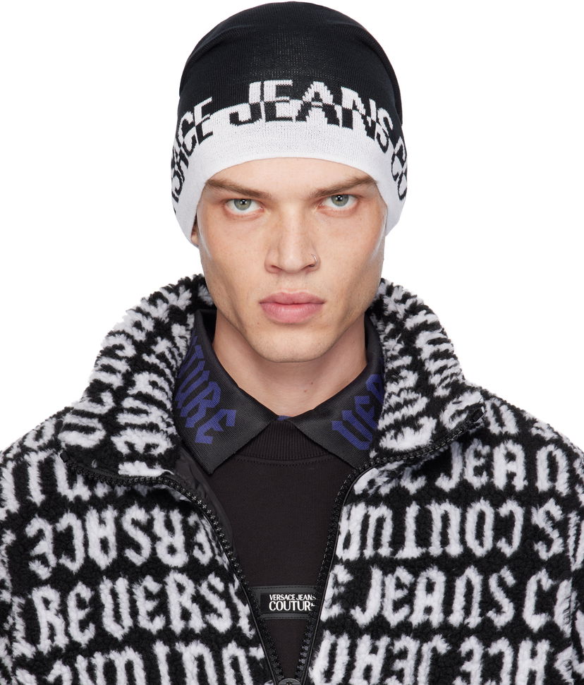 Pipo Versace Cut Logo Beanie Musta | E77GAZK57_EZG315