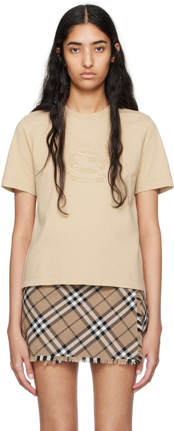 T-paita Burberry EKD Embroidered Logo T-Shirt Beige | 8093654