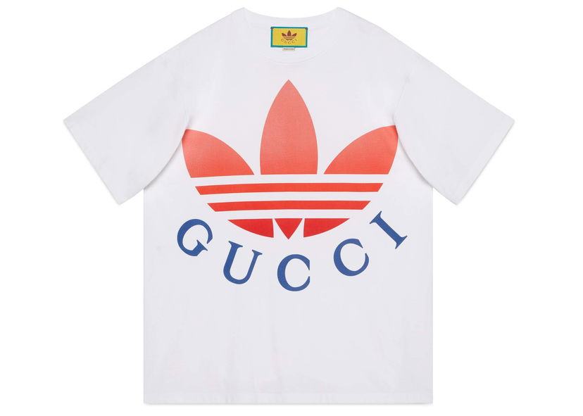 T-paita Gucci x Adidas T-Shirt White/Red Harmaa | 723384 XJE2A 9280