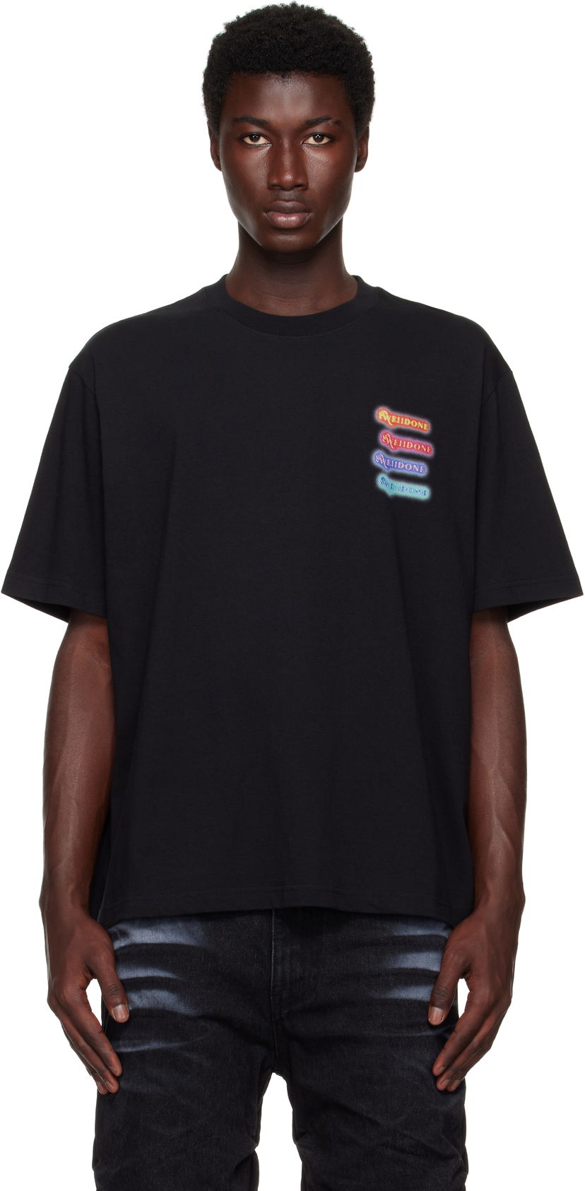 T-paita We11done We11done Neon Logo Short Sleeved T-Shirt Musta | WD-TT2-25-752-U-BK