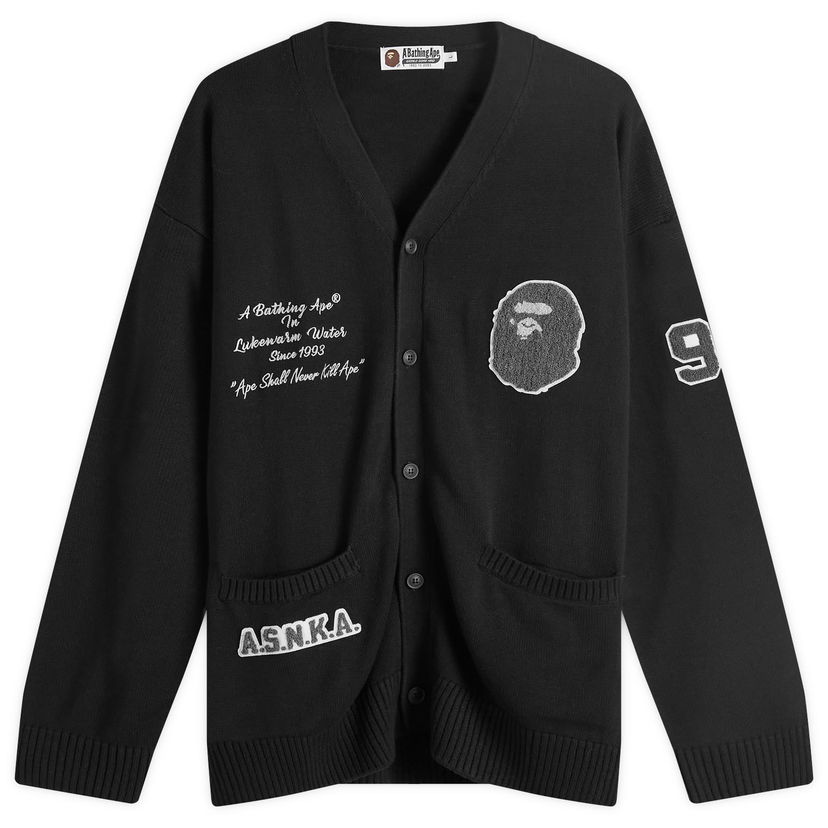Villapaita BAPE A Bathing Ape BAPE Knitted Cardigan Musta | 001KNK301001M-BLK